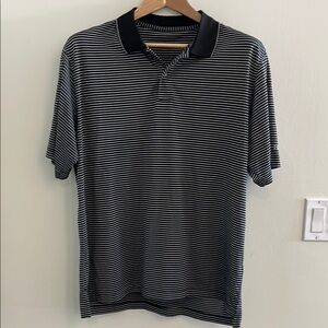 Izod Navy and White Striped Polo Golf Shirt